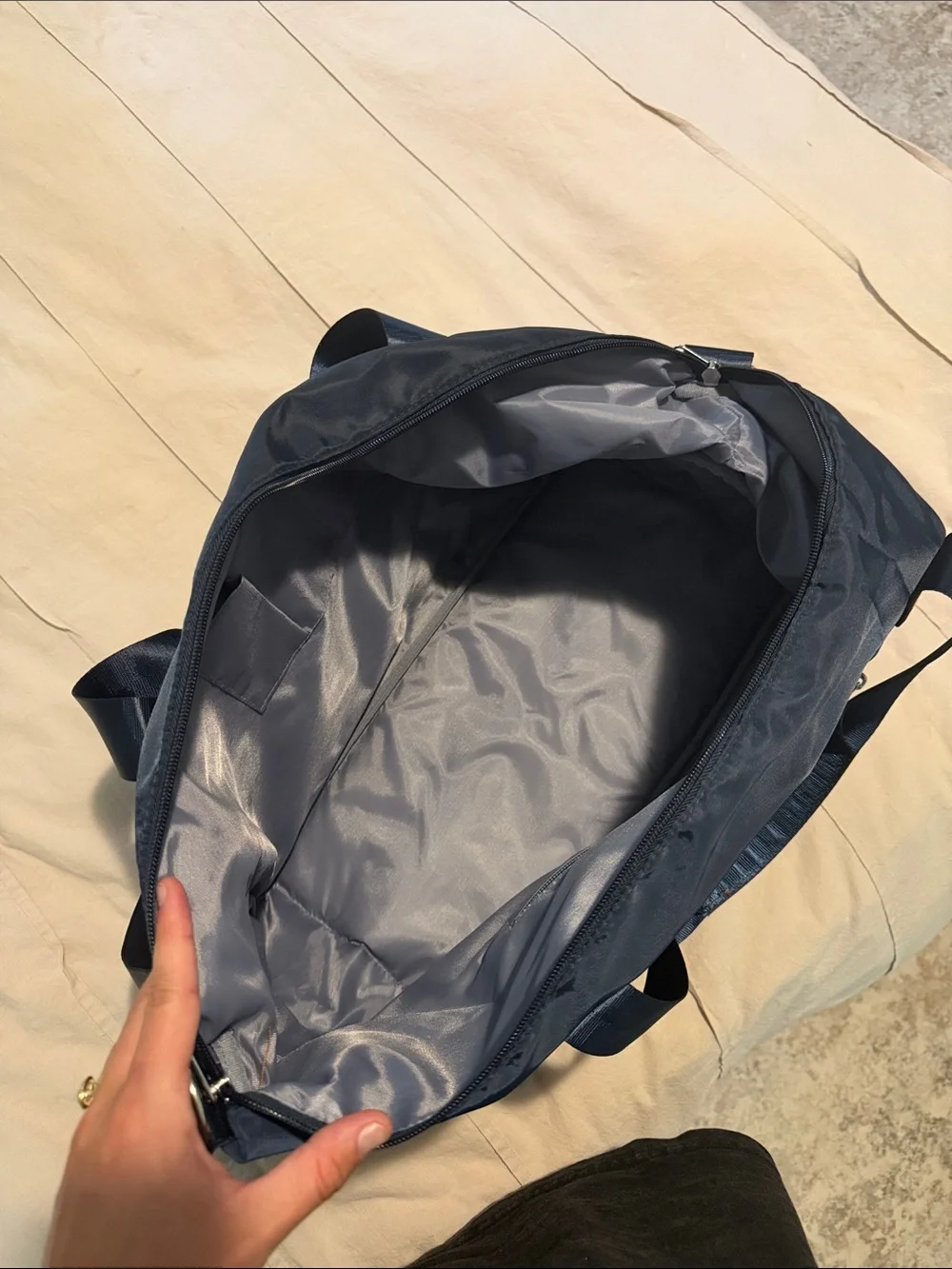 Navy and Brown Weekend Duffel Bag